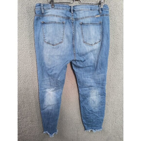 Kancan Jeans Womens 3XL Mid Rise Ankle Distressed Frayed Hem Skinny Stretch - Picture 4 of 12